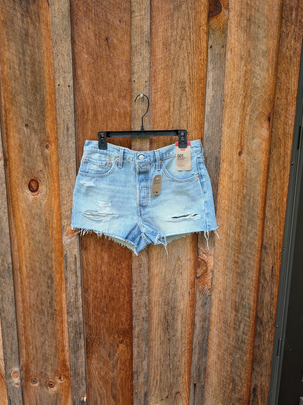 Levi's Light Blue Distressed Denim Cutoff Shorts